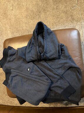 Nike Sweatsuit Set XXL Black Heather Full Zip Hoodie + Joggers Athletic Set